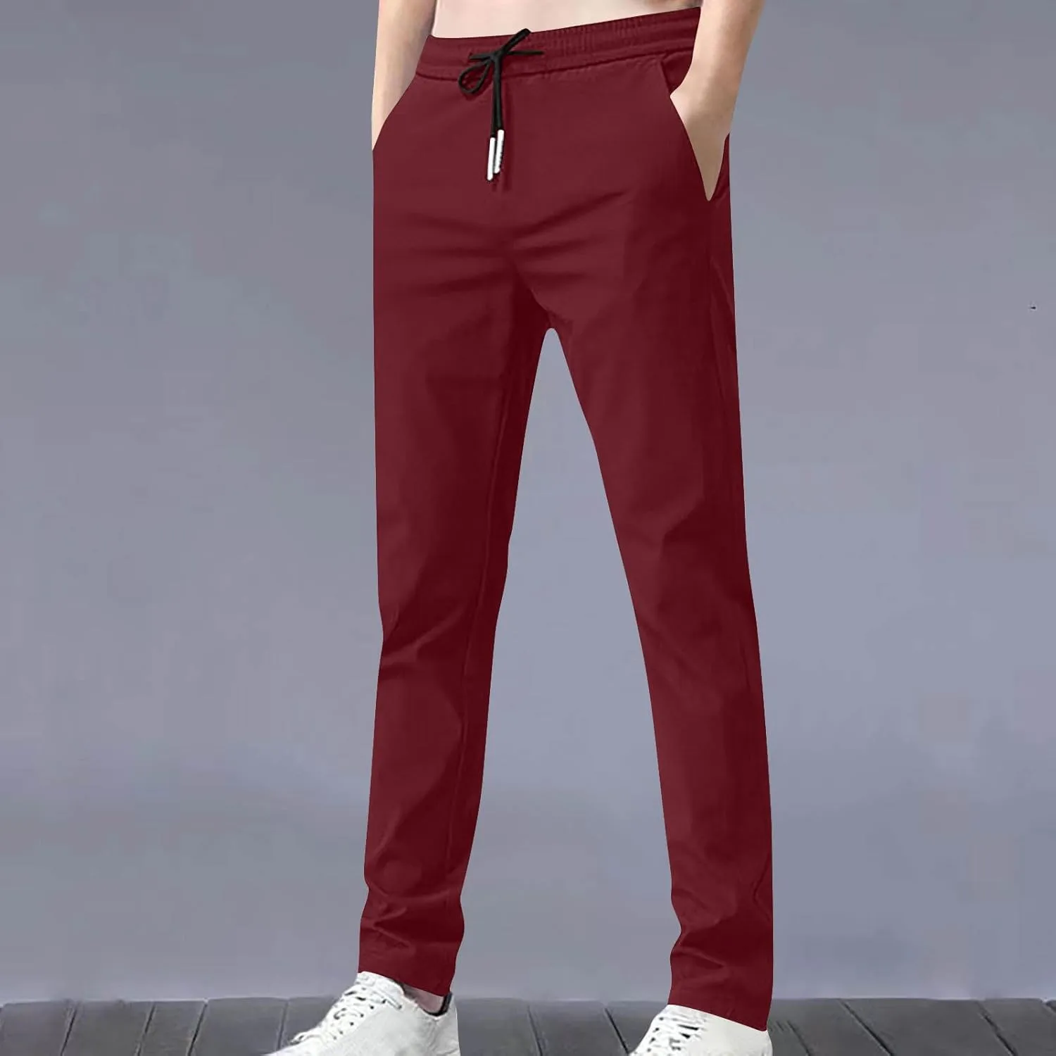 Mens Slim Fit White Jogger Pants for Sports and Casual Wear Comfortable Athletic Lounge Pants