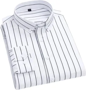 Men's Spring Casual Long-Sleeve Striped Shirt Men Slim Business Casual Shirt