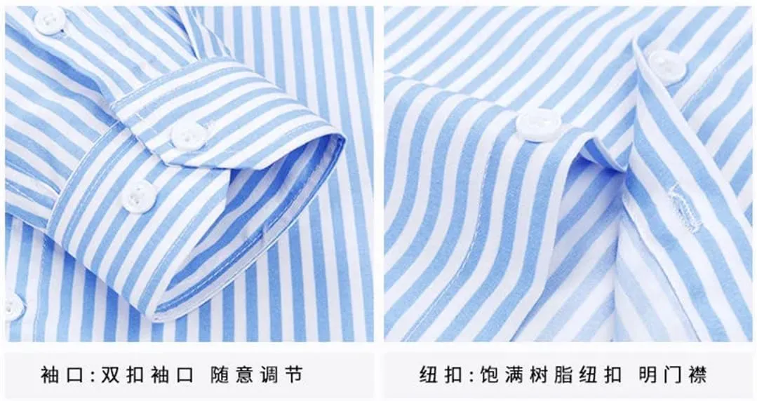Men's Spring Casual Long-Sleeve Striped Shirt Men Slim Business Casual Shirt