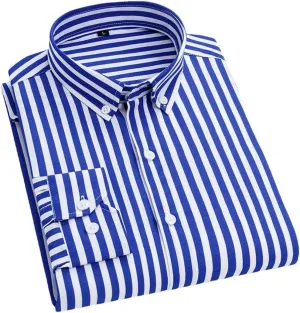 Men's Spring Casual Long-Sleeve Striped Shirt Men Slim Business Casual Shirt