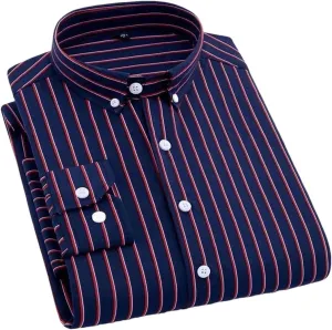 Men's Spring Casual Long-Sleeve Striped Shirt Men Slim Business Casual Shirt