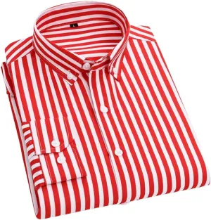 Men's Spring Casual Long-Sleeve Striped Shirt Men Slim Business Casual Shirt