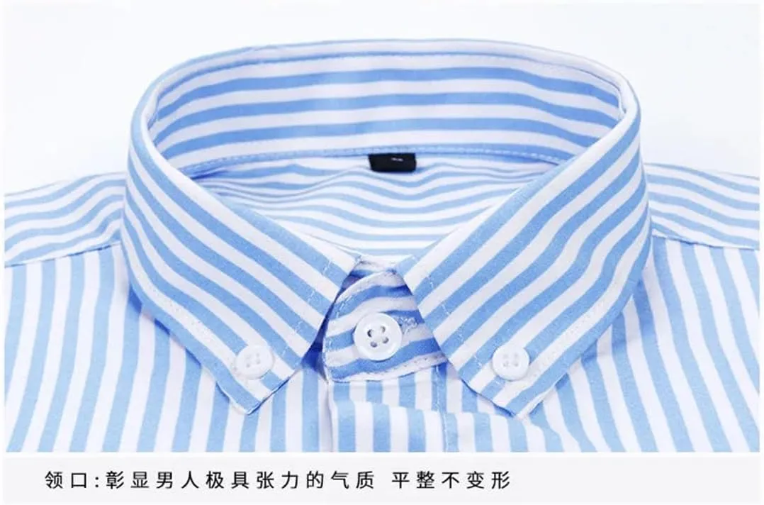 Men's Spring Casual Long-Sleeve Striped Shirt Men Slim Business Casual Shirt