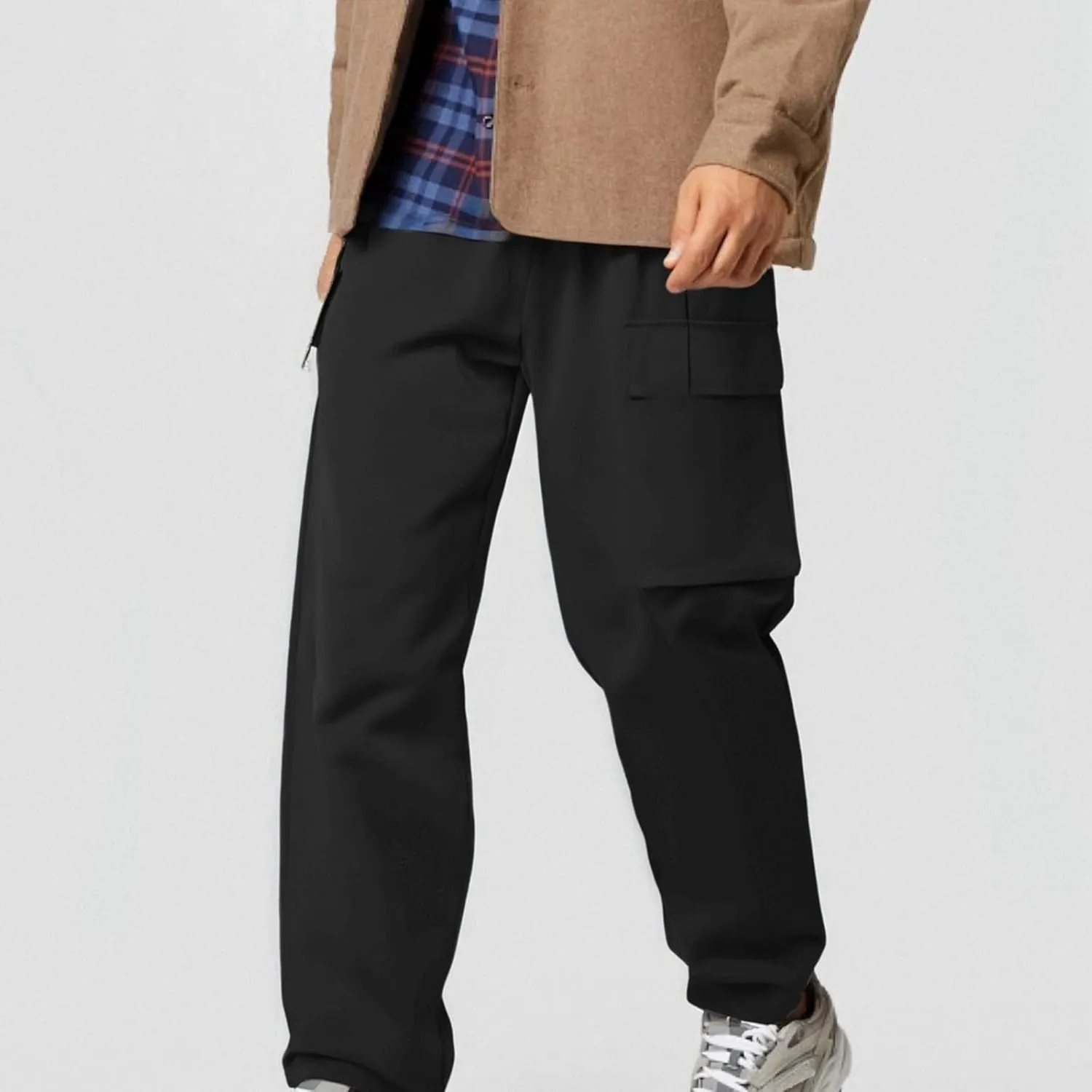 Men's Straight Leg Cargo Pants Relaxed Fit Stretch Tactical Sweatpants Lightweight Outdoor Work Hiking Pants with Pockets