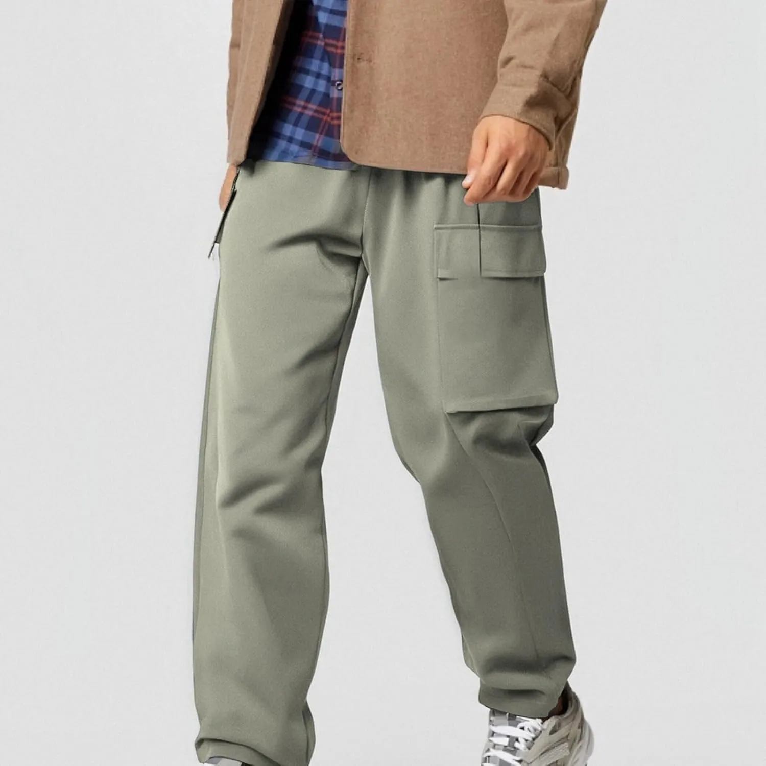 Men's Straight Leg Cargo Pants Relaxed Fit Stretch Tactical Sweatpants Lightweight Outdoor Work Hiking Pants with Pockets