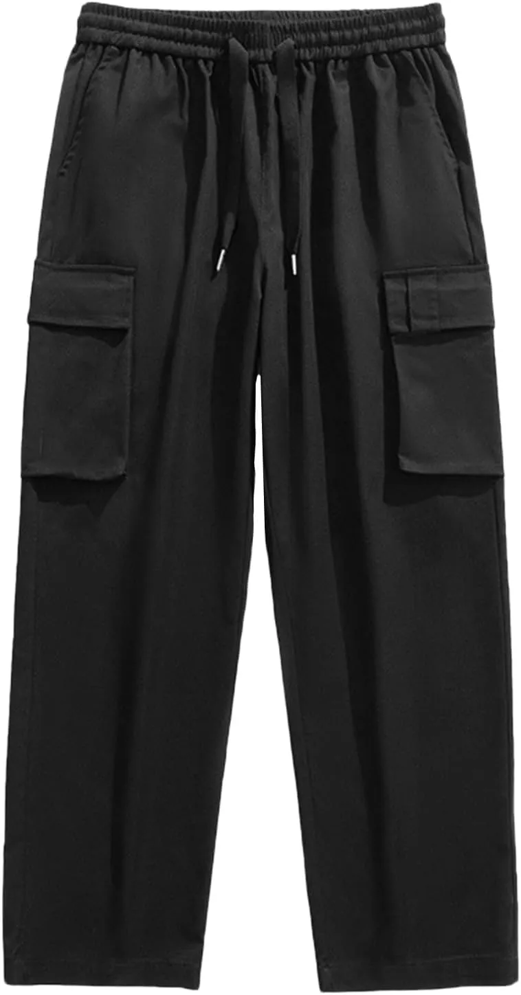 Men's Straight Leg Cargo Pants Relaxed Fit Stretch Tactical Sweatpants Lightweight Outdoor Work Hiking Pants with Pockets
