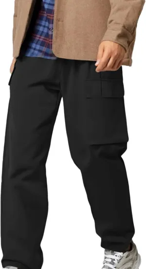 Men's Straight Leg Cargo Pants Relaxed Fit Stretch Tactical Sweatpants Lightweight Outdoor Work Hiking Pants with Pockets