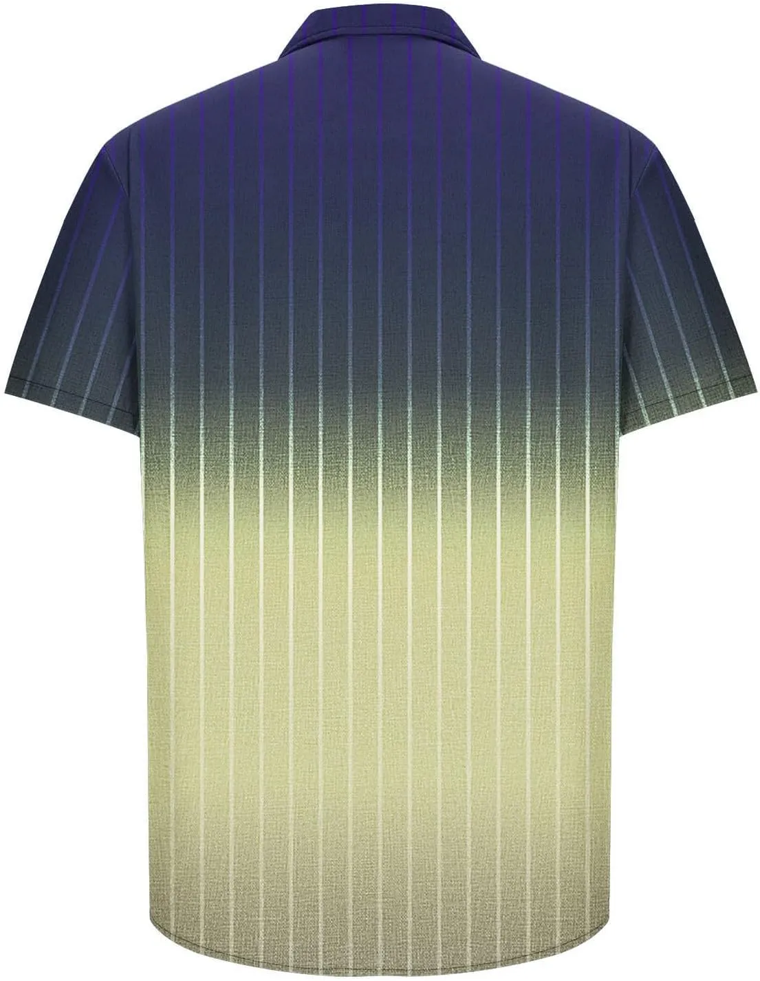 Men's Striped Gradient Hawaiian Shirt Short Sleeve Printed Regular Fit Casual Summer Button Down Lapel Beach Shirts