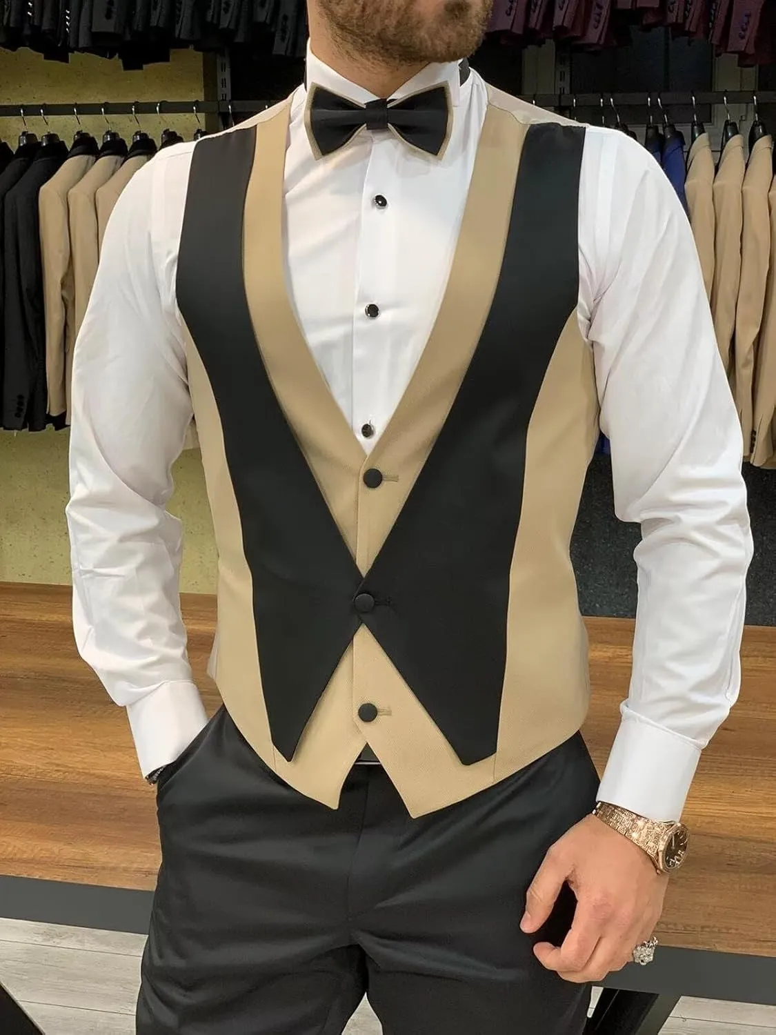 Men's Suit 3 Piece Slim Fit One Button Blazer Formal Business Suit Wedding Dress Tux Suit Set Jacket Vest Pants Suit