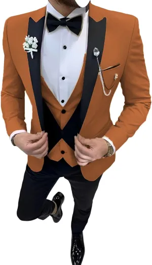 Men's Suit 3 Piece Slim Fit One Button Blazer Formal Business Suit Wedding Dress Tux Suit Set Jacket Vest Pants Suit