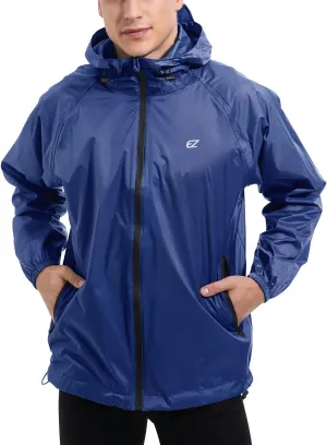 Men's Waterproof Hooded Rain Jacket Running Cycling Hiking Gear Windbreaker Lightweight Packable Raincoat