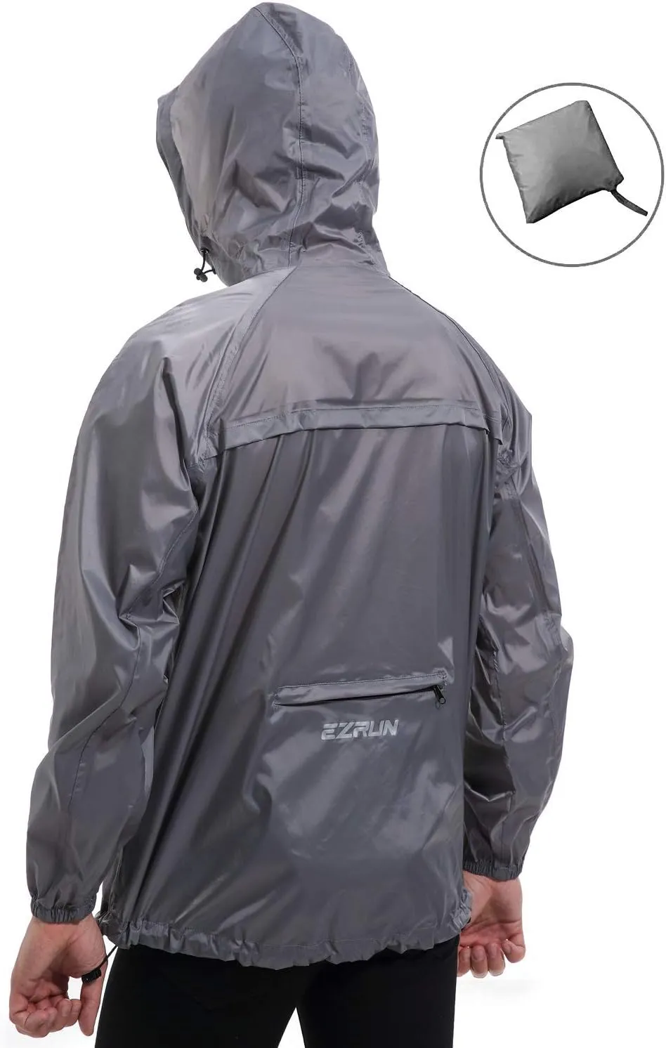 Men's Waterproof Hooded Rain Jacket Running Cycling Hiking Gear Windbreaker Lightweight Packable Raincoat