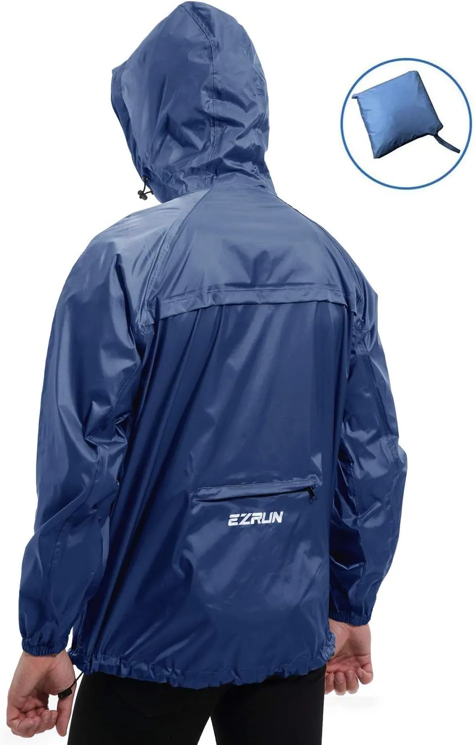 Men's Waterproof Hooded Rain Jacket Running Cycling Hiking Gear Windbreaker Lightweight Packable Raincoat