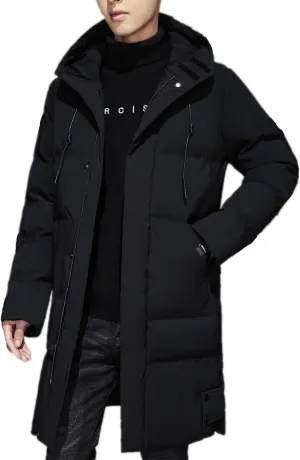 Men'S Winter Loose Hooded Cotton Jacket Warm Thickened Down Cotton Jacket Medium-Length Cotton Clothing