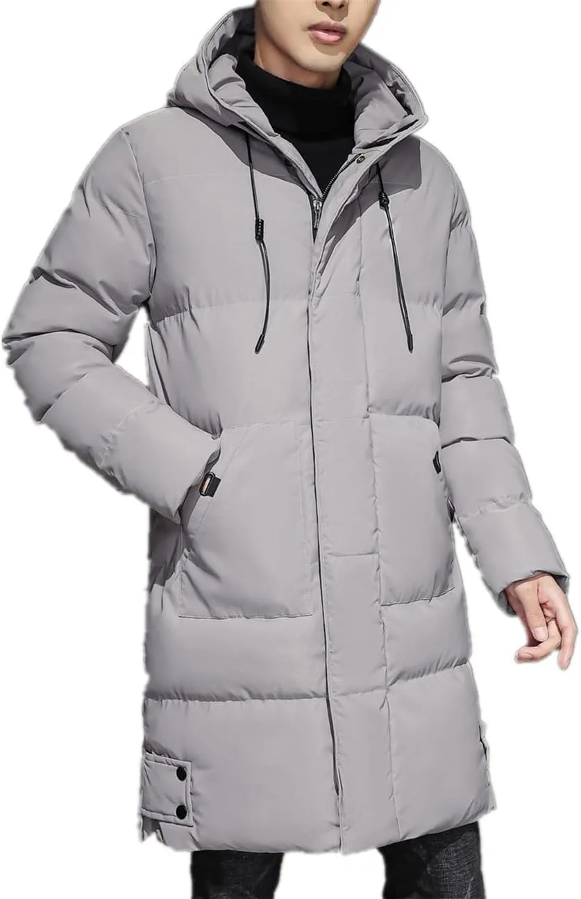 Men'S Winter Loose Hooded Cotton Jacket Warm Thickened Down Cotton Jacket Medium-Length Cotton Clothing