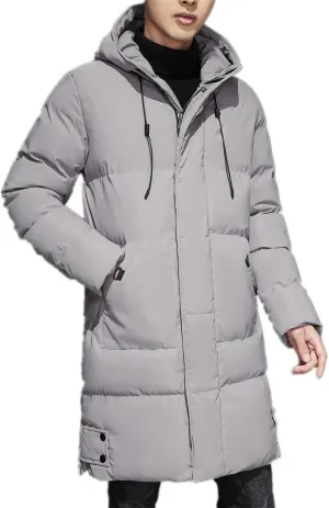 Men'S Winter Loose Hooded Cotton Jacket Warm Thickened Down Cotton Jacket Medium-Length Cotton Clothing