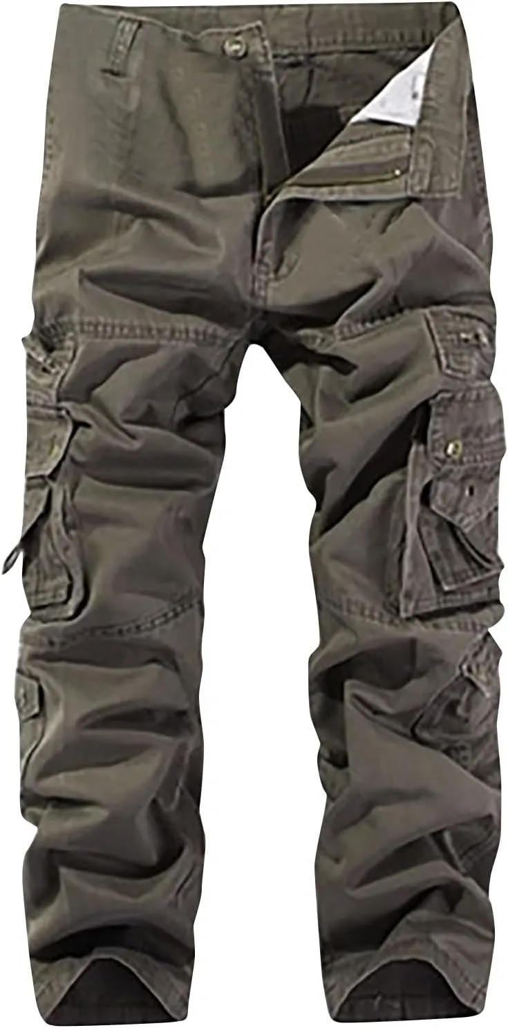 Mens Zip Off Pants Cotton Straight Leg Pants Cargo Hiking Pants Trail Field Pants Lightweight Athletic Fit Pants