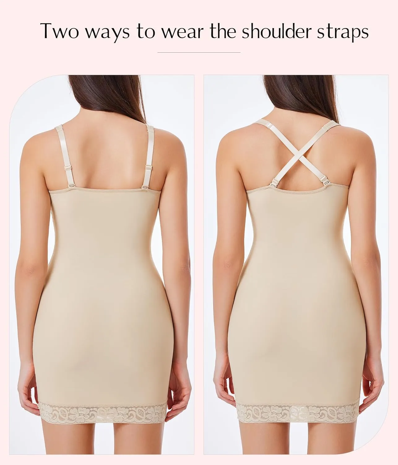 MERYOSZ Body Shaper Dress for Women Shapewear Tummy Control Full Slip Under Dress V Neck Spaghetti Straps Lingerie