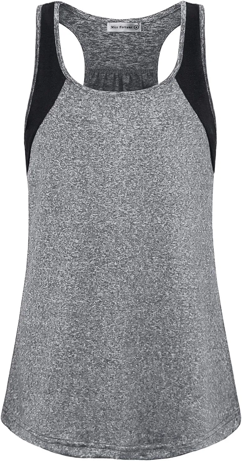 MISS FORTUNE Womens Active Wear Exercise Top Yoga Shirt Workout Clothes