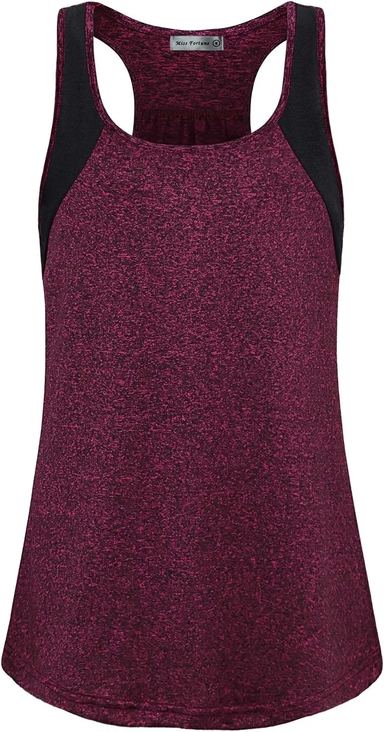 MISS FORTUNE Womens Active Wear Exercise Top Yoga Shirt Workout Clothes