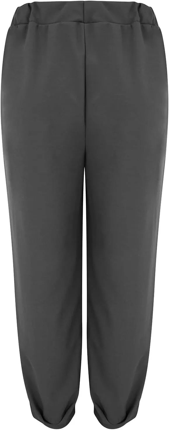 Miyaomn Women's Casual Lantern Tapered Harem Pants Solid Loose Fit Wide Leg Pull-On Ankle Trousers Lounge Slacks with Pockets