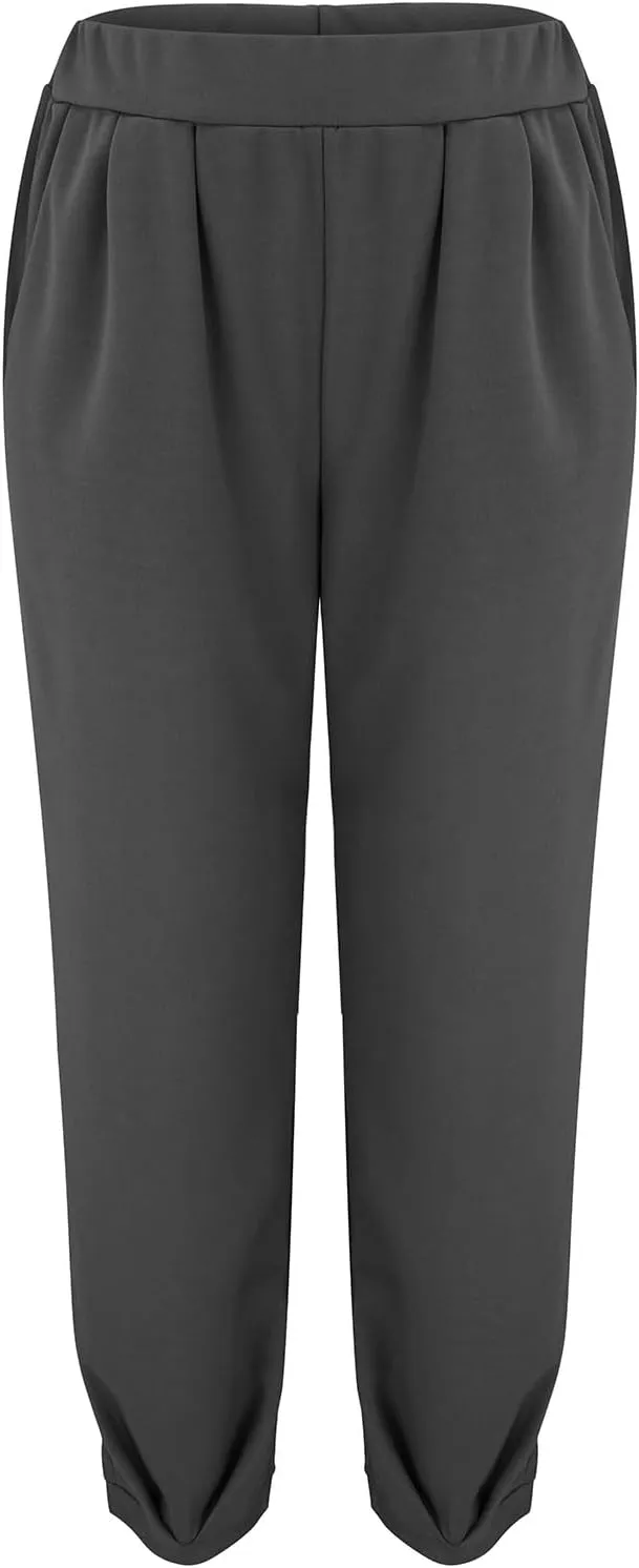 Miyaomn Women's Casual Lantern Tapered Harem Pants Solid Loose Fit Wide Leg Pull-On Ankle Trousers Lounge Slacks with Pockets