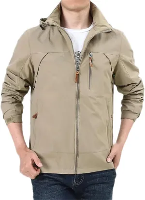 Mnjyihy Men's Autumn Waterproof Windbreaker Jackets Military Hooded Water Proof Wind Breaker Embroidery Coat