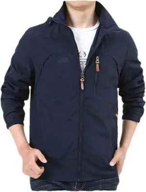 Mnjyihy Men's Autumn Waterproof Windbreaker Jackets Military Hooded Water Proof Wind Breaker Embroidery Coat