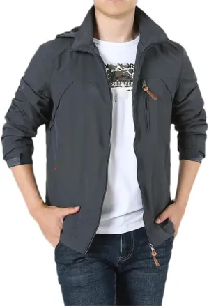 Mnjyihy Men's Autumn Waterproof Windbreaker Jackets Military Hooded Water Proof Wind Breaker Embroidery Coat