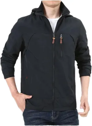 Mnjyihy Men's Autumn Waterproof Windbreaker Jackets Military Hooded Water Proof Wind Breaker Embroidery Coat