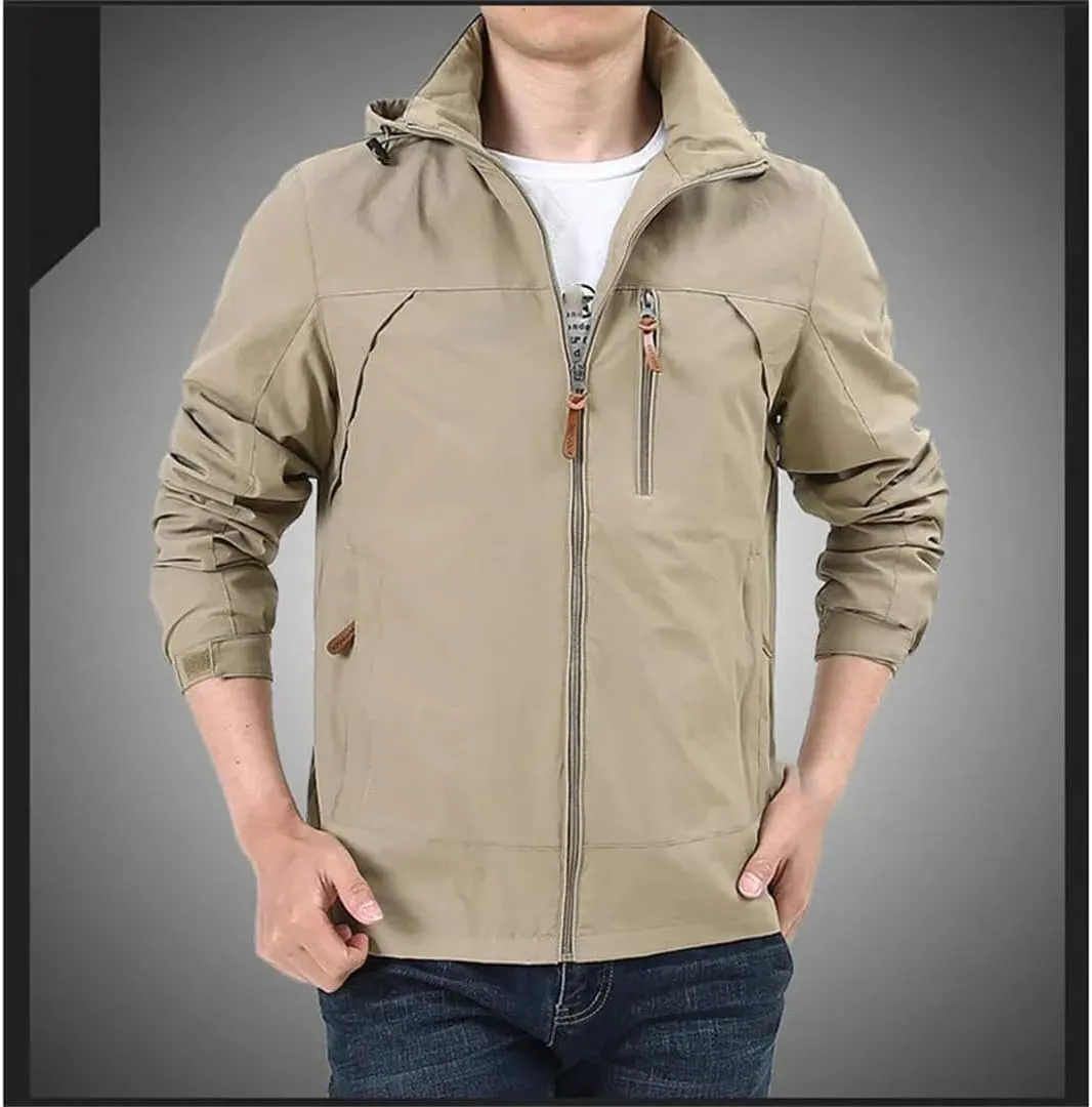 Mnjyihy Men's Autumn Waterproof Windbreaker Jackets Military Hooded Water Proof Wind Breaker Embroidery Coat