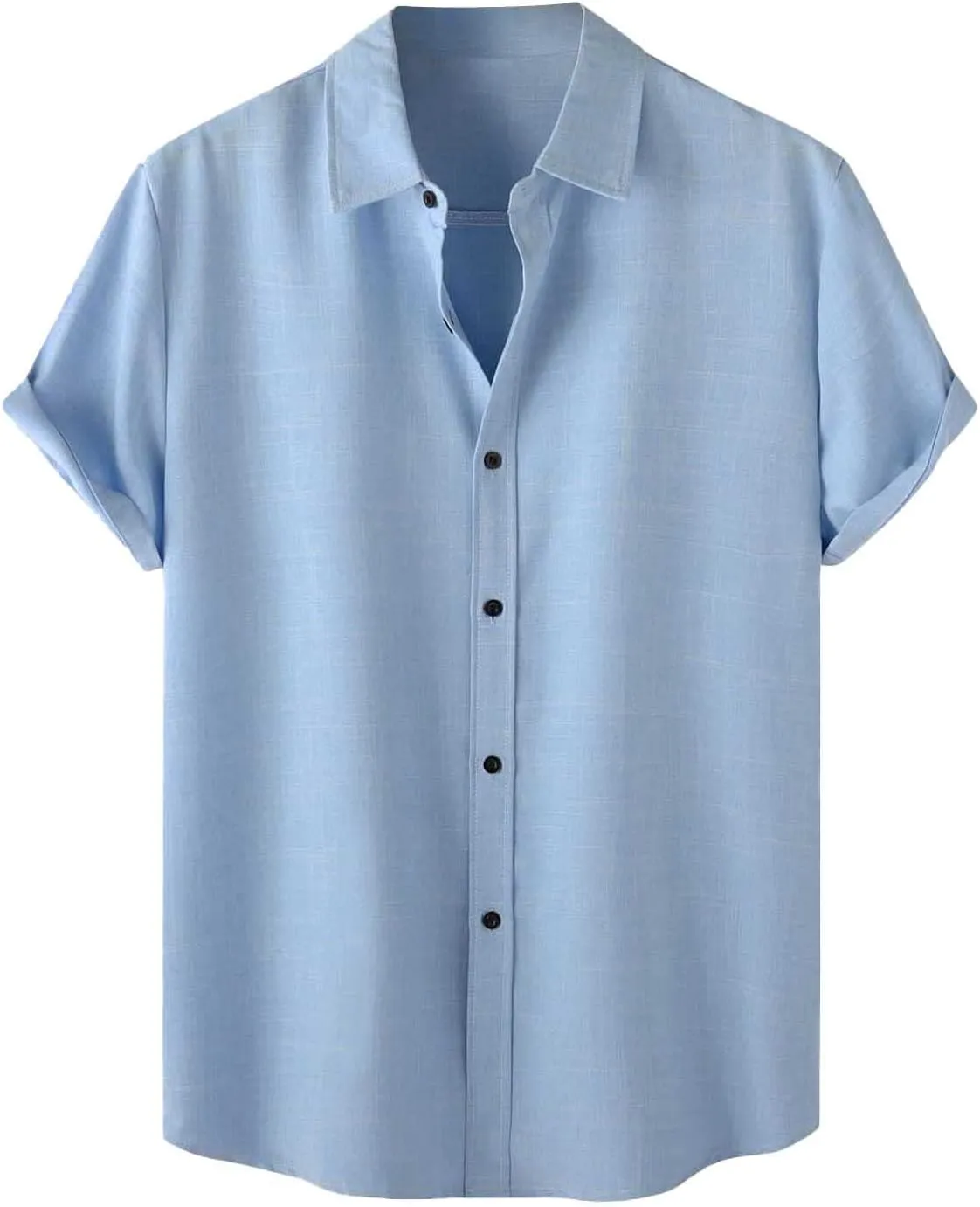 Muscularfit Men's T-Shirts Casual Stylish Cotton Linen Button Down Shirt Summer Regular-Fit Short Sleeve Henley Basic Top