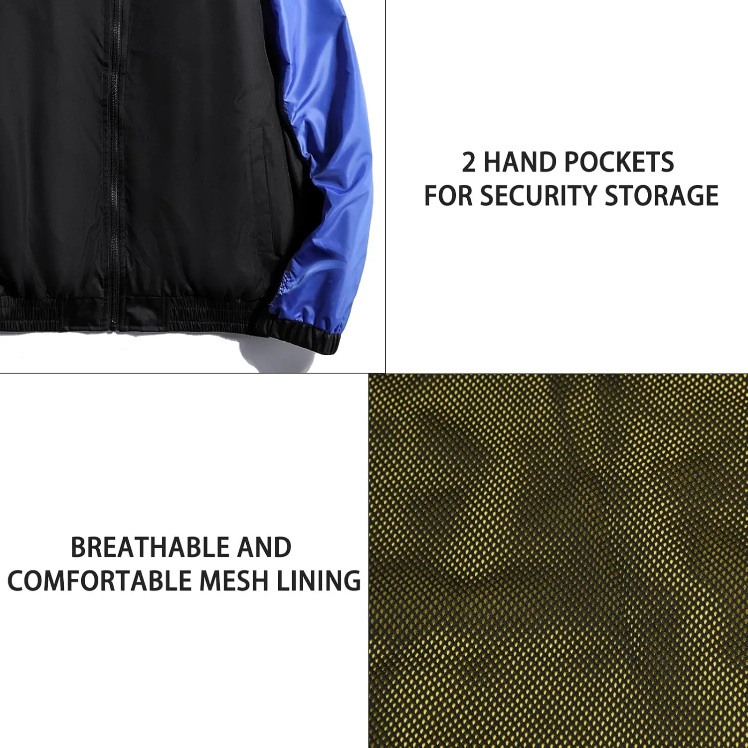 Mywu Mens Windbreaker Jacket Colorblock Casual Hooded Lightweight Jackets 90s Wind Breaker