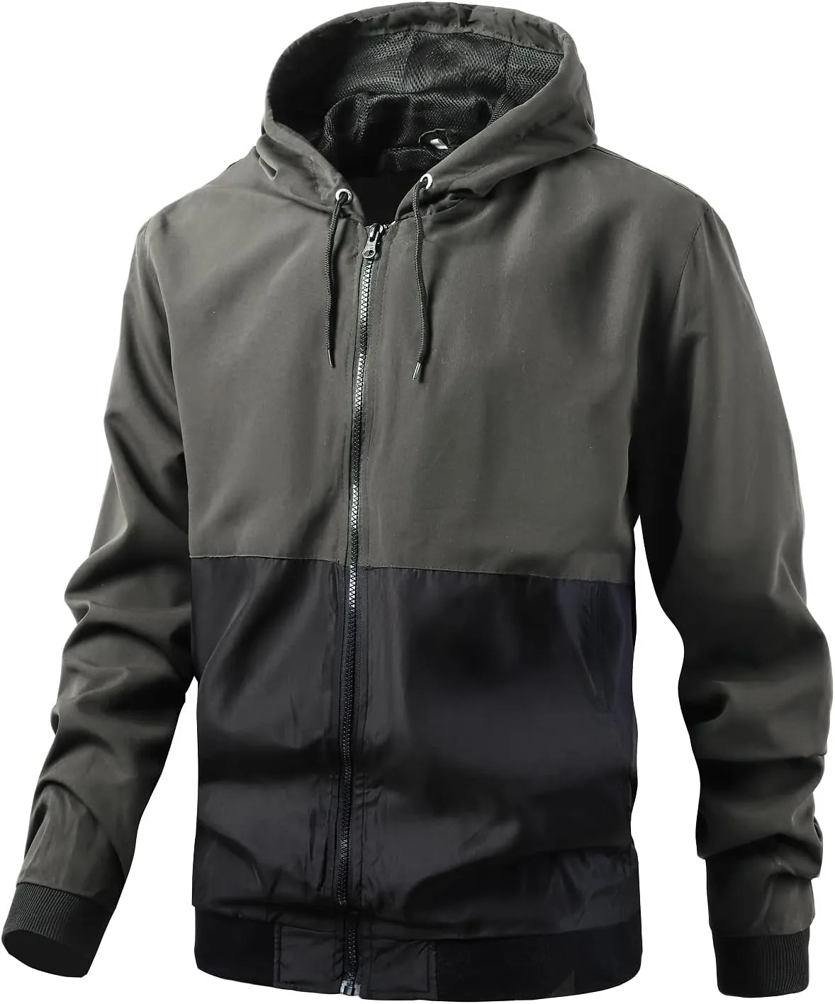 Mywu Mens Windbreaker Jacket Colorblock Casual Hooded Lightweight Jackets 90s Wind Breaker