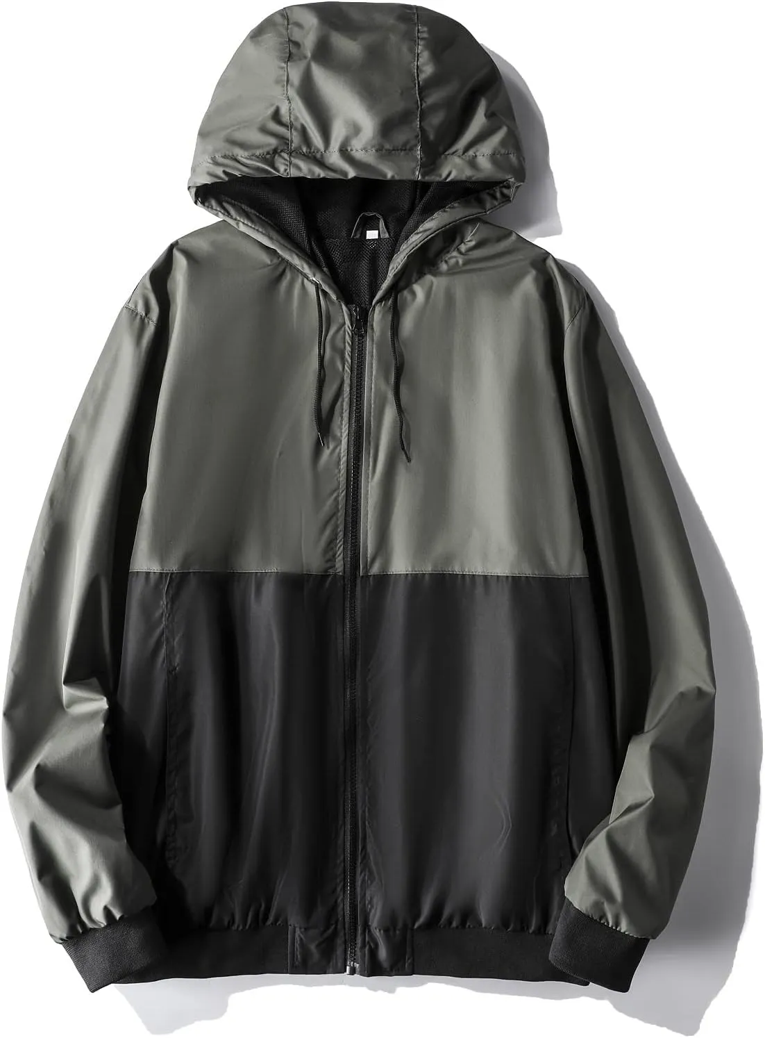Mywu Mens Windbreaker Jacket Colorblock Casual Hooded Lightweight Jackets 90s Wind Breaker