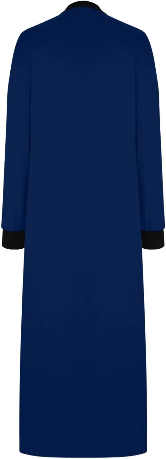 Nightgowns for Women Long Sleeve Sleepwear V Neck Nightshirts Full Length Sleepshirts Comfy Nightwear with Pockets