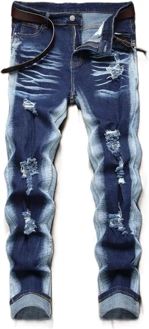 NOVOCCT Men??s Skinny Stretch Jeans, Slim Fit Distressed Ripped Pants Fashion Skinny Jeans for Men
