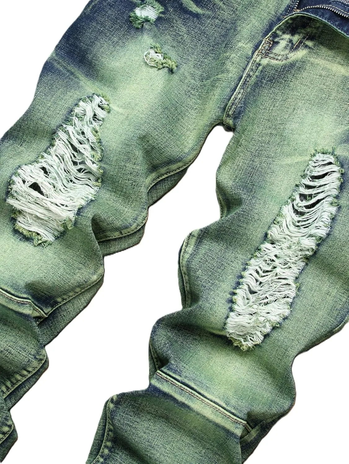 NOVOCCT Men??s Skinny Stretch Jeans, Slim Fit Distressed Ripped Pants Fashion Skinny Jeans for Men