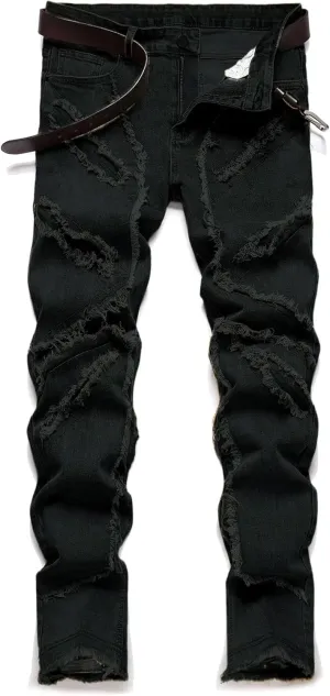 NOVOCCT Men??s Skinny Stretch Jeans, Slim Fit Distressed Ripped Pants Fashion Skinny Jeans for Men