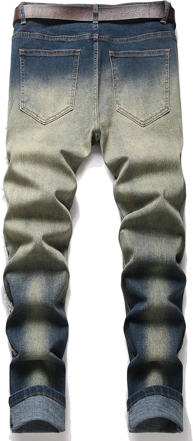 NOVOCCT Men??s Skinny Stretch Jeans, Slim Fit Distressed Ripped Pants Fashion Skinny Jeans for Men