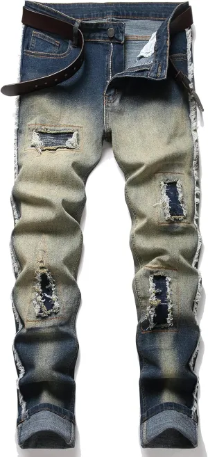 NOVOCCT Men??s Skinny Stretch Jeans, Slim Fit Distressed Ripped Pants Fashion Skinny Jeans for Men