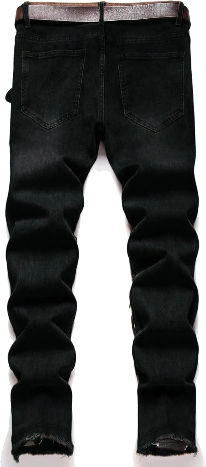 NOVOCCT Men??s Skinny Stretch Jeans, Slim Fit Distressed Ripped Pants Fashion Skinny Jeans for Men
