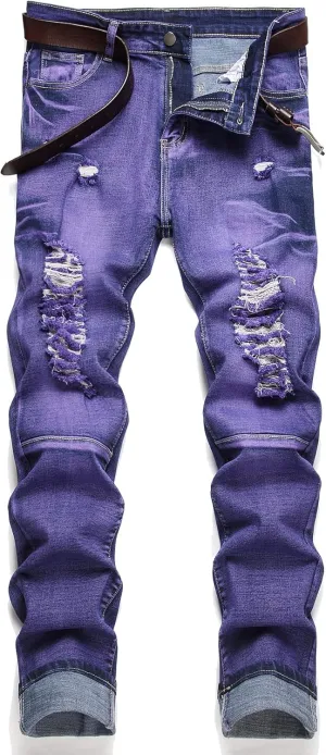 NOVOCCT Men??s Skinny Stretch Jeans, Slim Fit Distressed Ripped Pants Fashion Skinny Jeans for Men