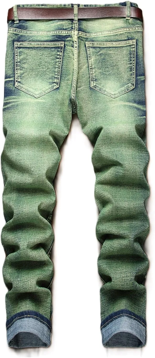NOVOCCT Men??s Skinny Stretch Jeans, Slim Fit Distressed Ripped Pants Fashion Skinny Jeans for Men