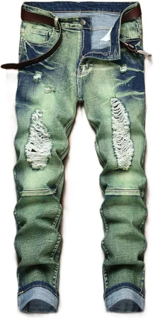 NOVOCCT Men??s Skinny Stretch Jeans, Slim Fit Distressed Ripped Pants Fashion Skinny Jeans for Men