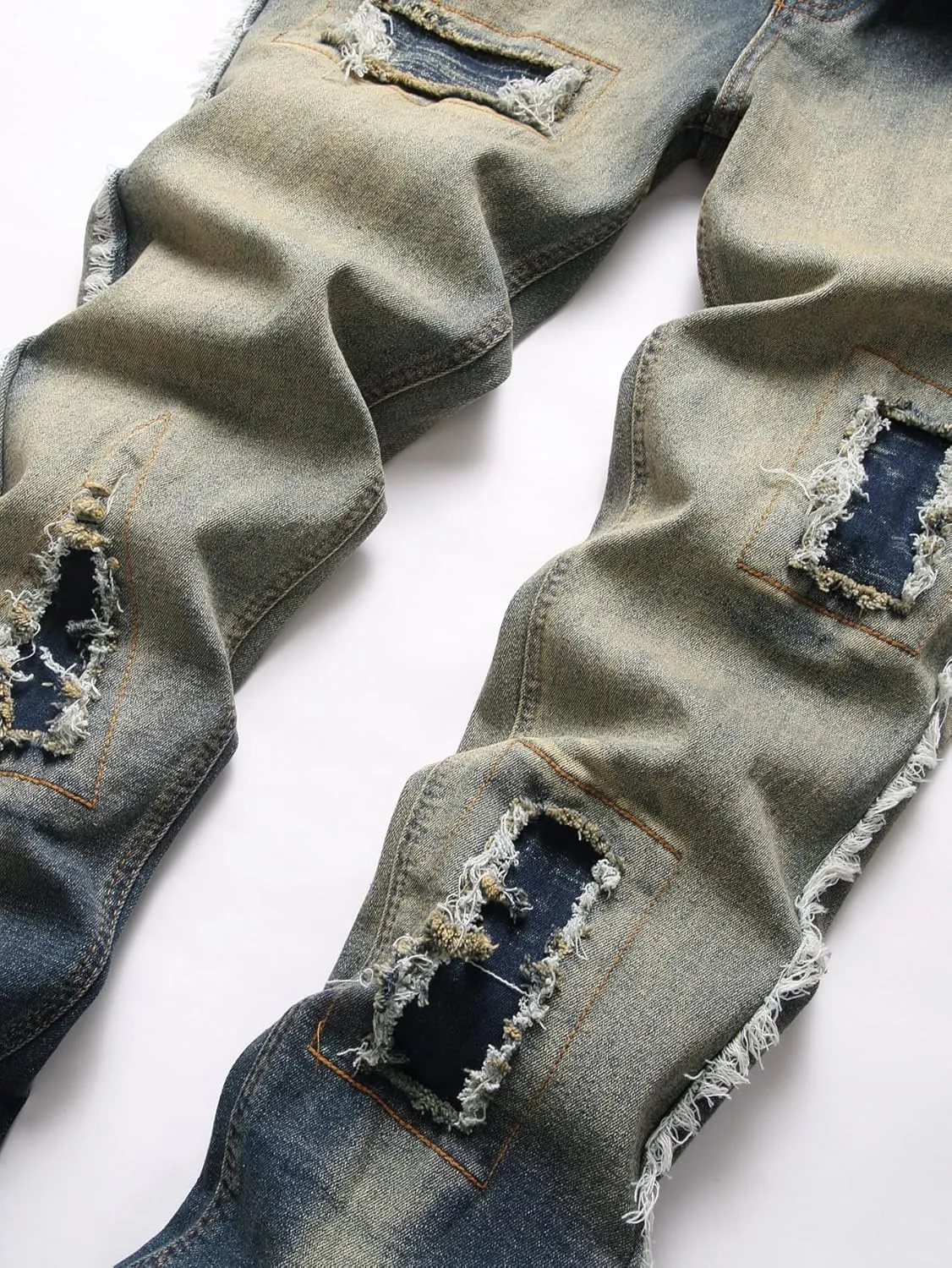 NOVOCCT Men??s Skinny Stretch Jeans, Slim Fit Distressed Ripped Pants Fashion Skinny Jeans for Men