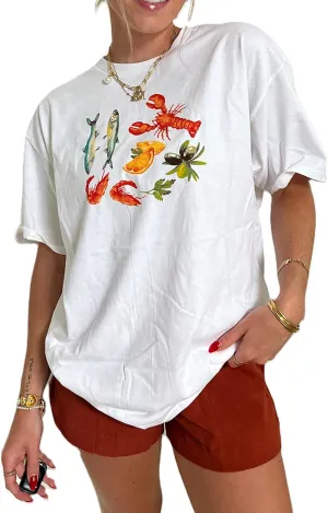 Oversized Graphic Tees for Women Y2k Short Sleeve Tshirts Cute Loose Fit Baggy Shirt Top Summer Vintage Streetwear