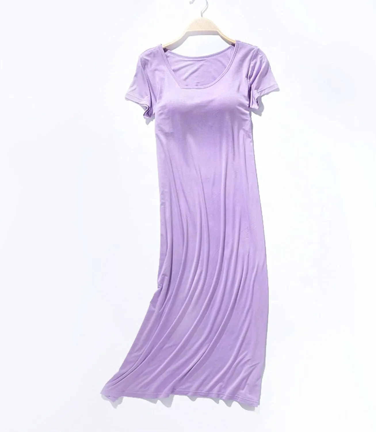 Pajamas With Built In Bra for Women Short Sleeve Dress Sleep and Lounge Soft Nightgown Sleep Dress Solid Sleep Shirt