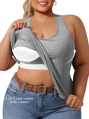 Plus Size Women's Casual Sports Tank Tops, Breathable and Soft, for Sports and Daily Life Wear, Solid Color