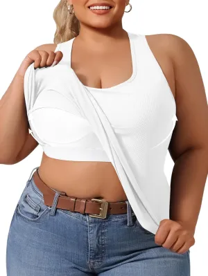 Plus Size Women's Casual Sports Tank Tops, Breathable and Soft, for Sports and Daily Life Wear, Solid Color